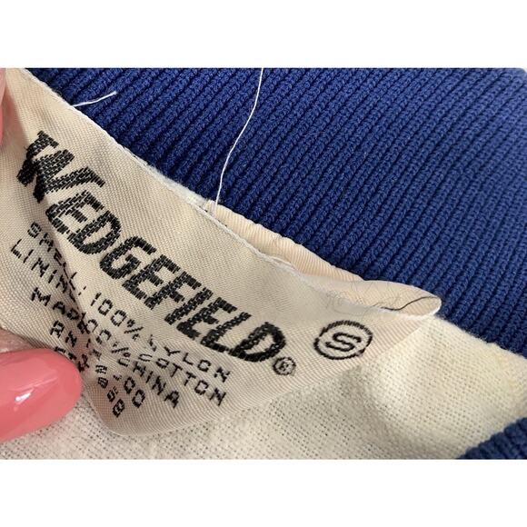 Vintage Wedgefield Jacket Mens Small S Blue Bomber Nylon Snap Up Varsity - Picture 5 of 14